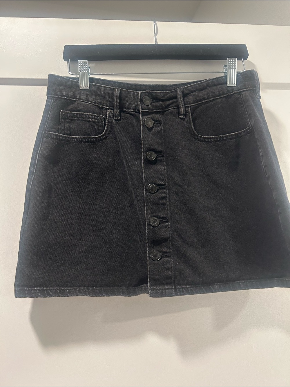 American Eagle Outfitters Black Button-Front Mini Skirt